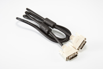 DVI wire isolated on white background, Cable head into (head) se