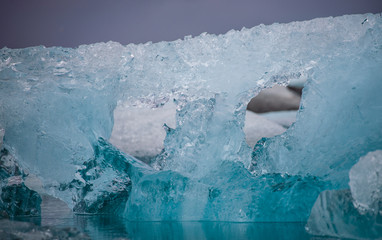 Amazing patterns of icebergs in Jokulsarlon glacier lagoon, Iceland.