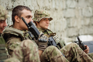 british rangers sitting and having a rest