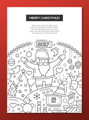 Merry Christmas - line design brochure poster template A4