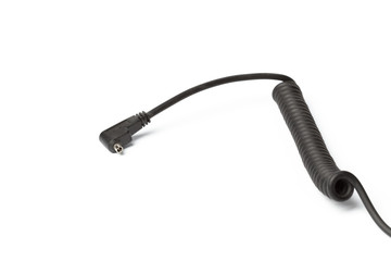 Black power cable socket isolated on white background