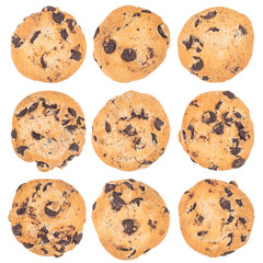 Chocolate chip cookie isolated on white background