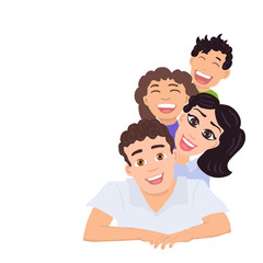 Happy family dad, mom, daughter and son. Vector