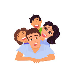 Happy family dad, mom, daughter and son. Vector