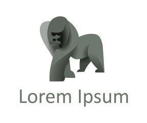 Vector illustration of gorilla, modern animal logotype concept