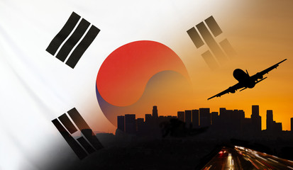 South Korea fabric Flag Travel and Transport Concept