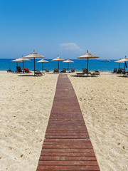Walkway down Skala Beach, Kefalonia to the sea