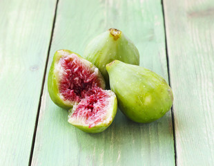 Three ripe sweet green figs
