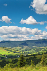 Fototapeta na wymiar vertical landscape with views of the Carpathian Mountains