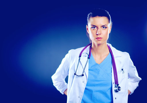 Beautiful young doctor portrait with stethoscope