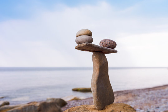 Stones in balance on coast