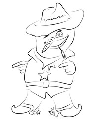 Sheriff cowboy snowman enjoys his new hat.