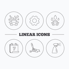 Car wash icons. Cleaning station linear signs.