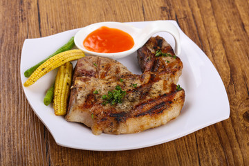 Grilled pork steak