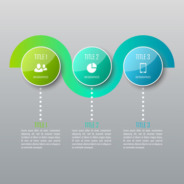 Three steps infographics. Infographic timeline template can be used for chart, diagram, web design, workflow layout