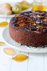 Chocolate cake with pears