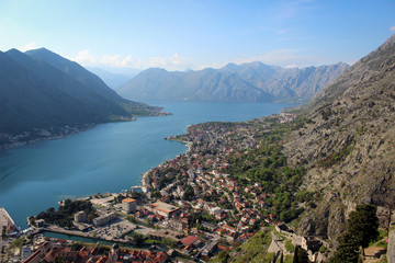 Panoramic view of Kotor gulf, Montenegro