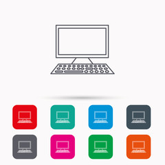 Computer PC icon. Widescreen display sign.