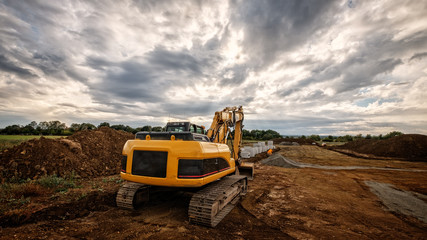 Obraz premium bagger auf Baustelle hdr