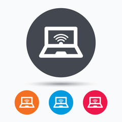 Computer with wifi icon. Notebook or laptop pc.