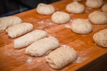 Making dough on table