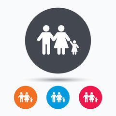 Family icon. Father, mother and child sign.