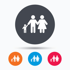 Family icon. Father, mother and child sign.