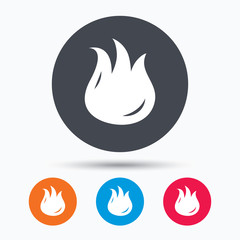 Fire icon. Blazing bonfire flame sign.