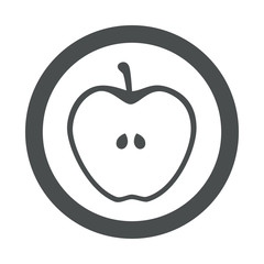 Icono plano mitad manzana en circulo color gris