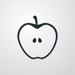 Icono plano mitad manzana sobre fondo degradado