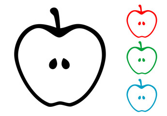 Icono plano mitad manzana varios colores