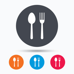 Food icons. Fork and spoon sign.