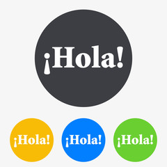 Icono plano texto Hola en circulo varios colores