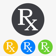 Icono plano texto RX en circulo varios colores - obrazy, fototapety, plakaty