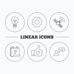 GPS, question and lightbulb icons.