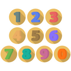 Set of flat numbers. Colorful flat icon