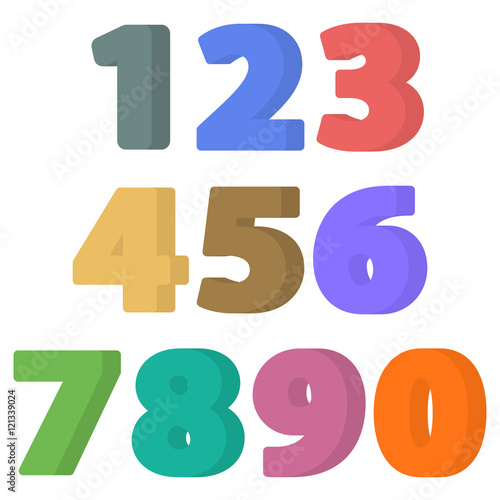 "Set of flat numbers. Colorful flat icon" Stock image and royaltyfree