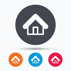 Home icon. House building sign.