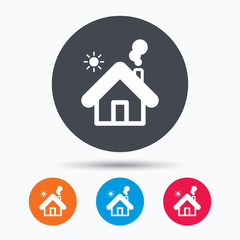 Home icon. House building sign.