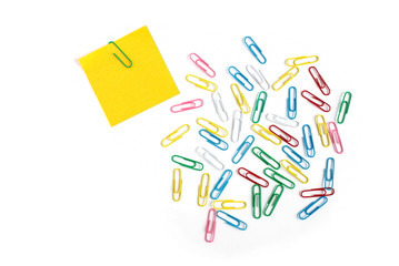 Paper clips on white background