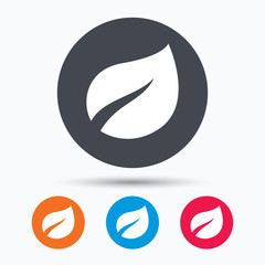 Leaf icon. Fresh organic product sign.