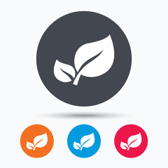 Leaf icon. Fresh organic product sign.