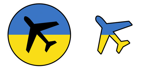Nation flag - Airplane isolated - Ukraine