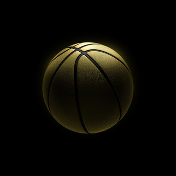 golden basketball on black background
