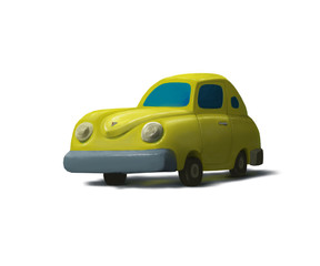 Fototapeta na wymiar Illustration of cartoon yellow car