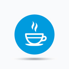 Tea cup icon. Hot coffee drink sign.