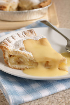 Apple pie and custard a traditional British dessert