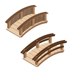Isometric wooden bridges.