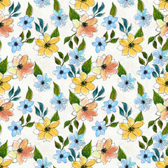 Seamless pattern with colorful flowers