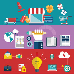 Set of flat design vector illustration concepts for website layout, mobile phone services and apps, computer tablet . web banners printed materials.